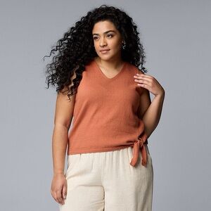 NWT Simply Vera Vera Wang Side Tie Sweater Tank Top burnt orange size 1X